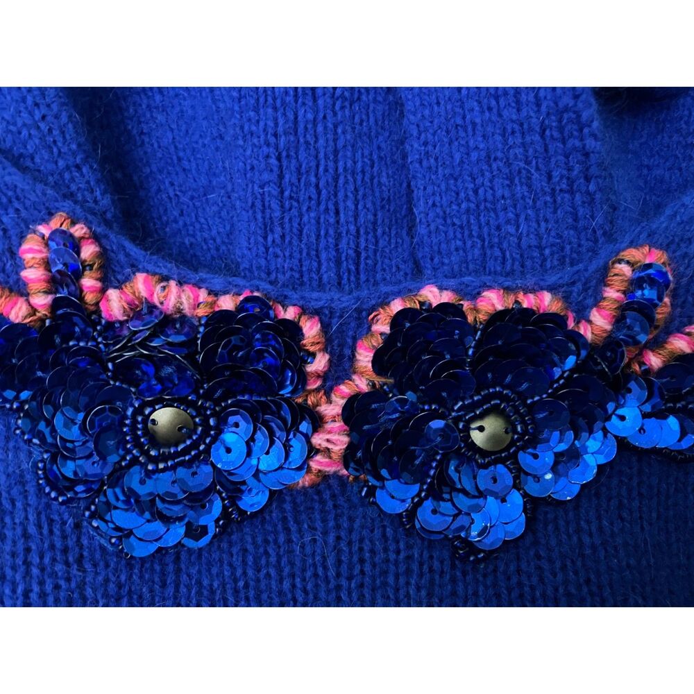 Free People floral sequined open back babydoll sweater - Picture 4 of 8